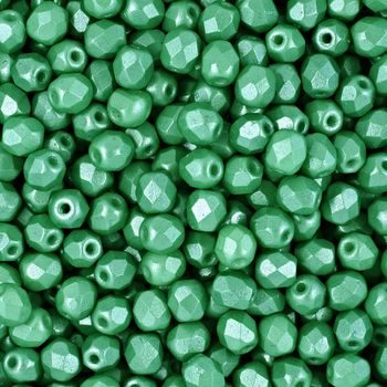 Glass fire polished beads 4mm Pearl Shine Light Green