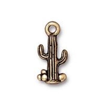 TierraCast prívesok Saguaro Cactus starozlatý