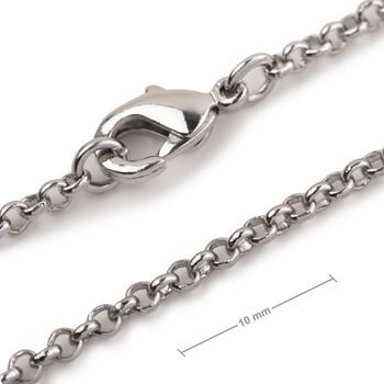 Jewellery rolo chain with 2mm link with a clasp in the colour of platinum 50cm