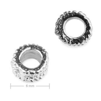 Metal spacer bead circle 6mm in the colour of silver