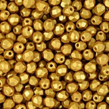 Glass fire polished beads 4mm Gold Shine Gold