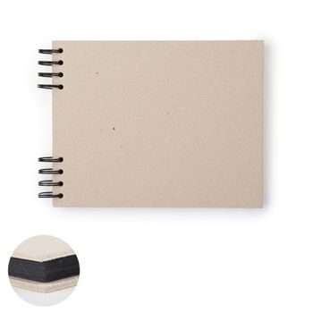 Scrapbook ring bound album 24 sheets A5 in natural colour with black paper 300g/m²