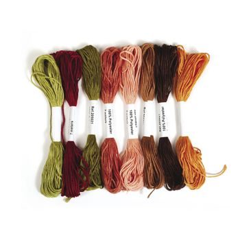 Set of embroidery threads 100% PES 8pcs autumn colors