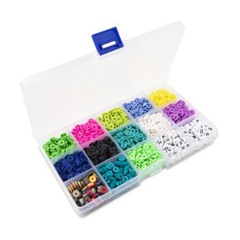 Set of heishi colourful beads with letters