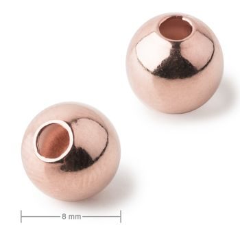 Kovový korálik dutý 8mm vo farbe rose gold