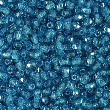 Glass fire polished beads 3mm Capri Blue