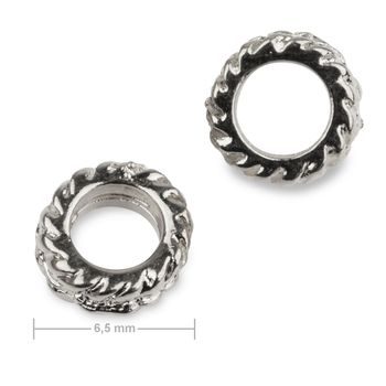 Metal spacer bead circle 6.5mm in the colour of platinum