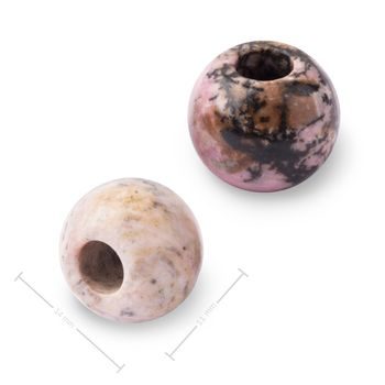Mineral Rhodonite bead with large hole for Macramé 14x11mm