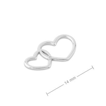 Silver connector double heart 14mm No.761