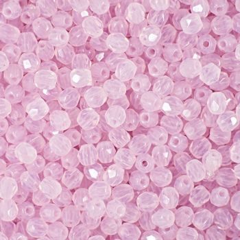 Glass fire polished beads 3mm Milky Light Rose