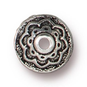 TierraCast bead cap Lotus 7mm antique silver
