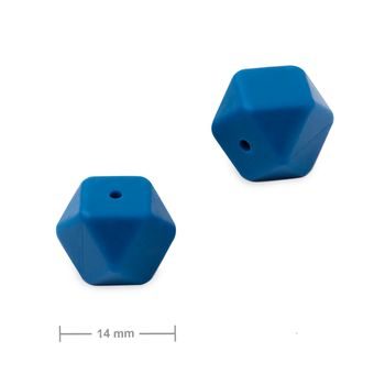 Silicone beads hexagon 14mm Midnight Blue