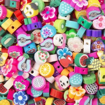 Colourful polymer beads various motifs