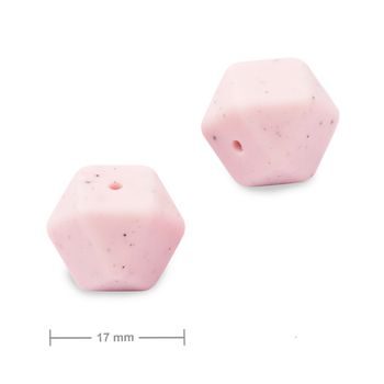 Silicone beads hexagon 17mm Galaxy Pink