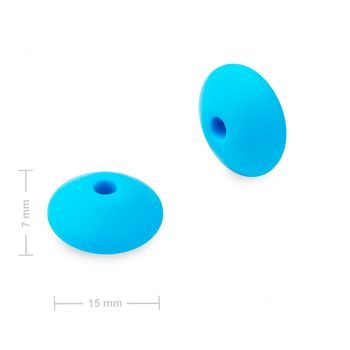 Silicone lentil beads 12x7mm Sky Blue