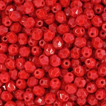 Glass fire polished beads 4mm Opaque Red