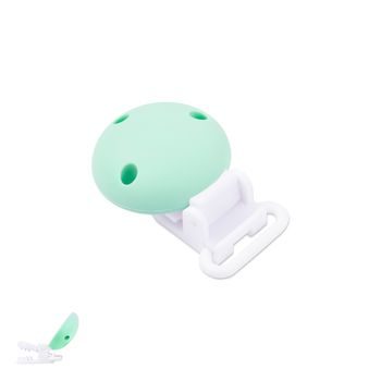 Silicone dummy clip 33,5mm with 3 holes and a plastic buckle Mint Green