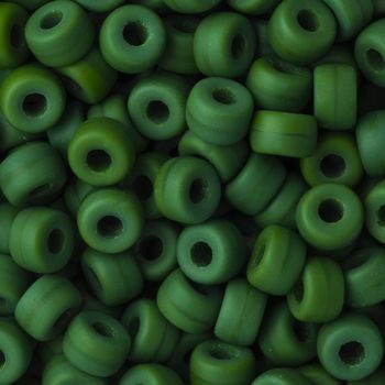 Czech glass large hole beads 6mm Pine Green Opaque Matt