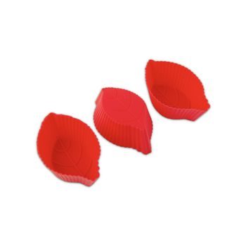Set of 3 parts of silicone moulds for casting soap mass in the shape of leaves