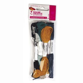 Set of embroidery threads 100% PES 8pcs in muted colors