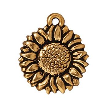 TierraCast pendant Sunflower antique gold