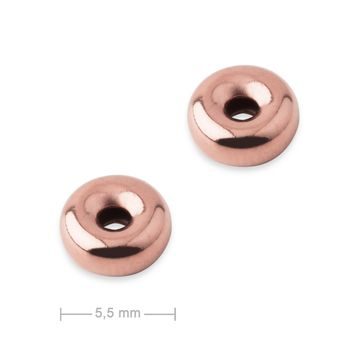 Silver spacer round bead rose gold-plated 5.5x2.5mm No.713