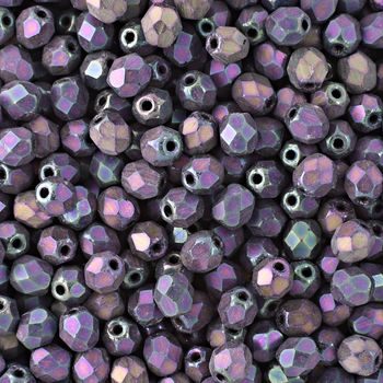 Glass fire polished beads 4mm Matte Iris Purple