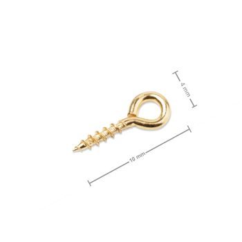 Jewellery screw eye pin 10x4mm gold colour