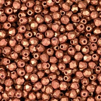 Glass fire polished beads 3mm Gold Shine Burnt Orange