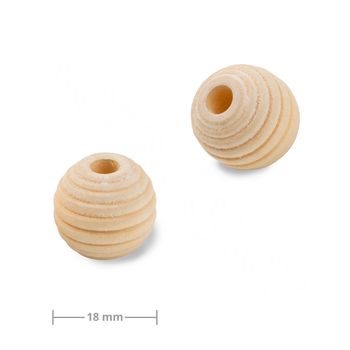 Wooden ridged beads with large hole for Macramé 18mm