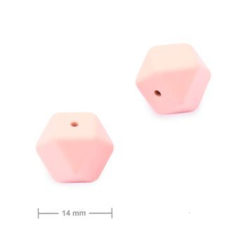 Silikónové koráliky hexagón 14mm Baby Pink