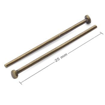 Headpins 25mm antique brass