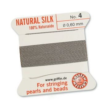 Silk thread with needle 0.6mm/2m grey