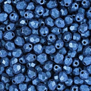 Glass fire polished beads 4mm Metallic Suede Blue