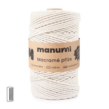 Macramé twisted cord 3PLY 3mm 120m natural