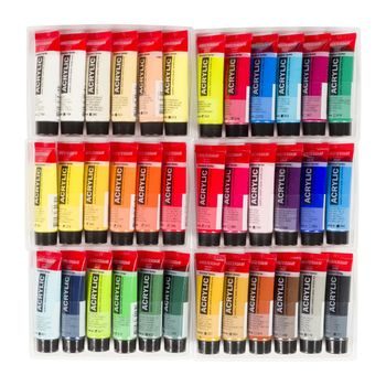 Van Gogh set of acrylic paints Basic 10 x 40 ml with accessories in a wooden suitcase