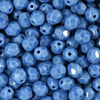 Glass fire polished beads 6mm Opaque Blue