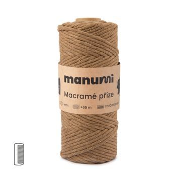 Macramé cord twisted 3mm light brown