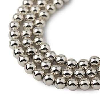 Metallic plastic beads 6mm silver