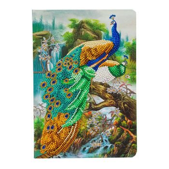 Diamond painting notebook Waterfall with a peacock