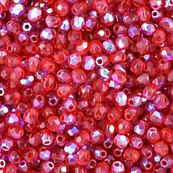 Manumi české broušené korálky 3mm Siam Ruby AB