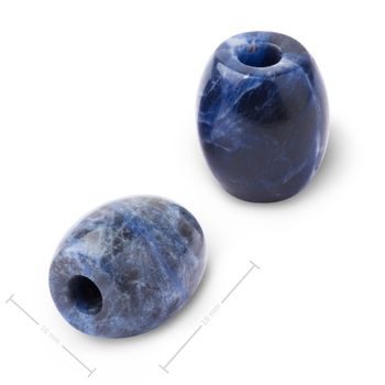 Mineral Sodalite barrel bead with large hole for Macramé 18x16mm