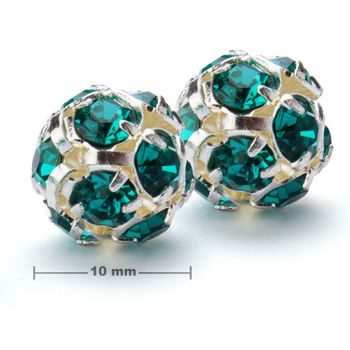 Štrasová kulička 10mm stříbrná Blue Zircon