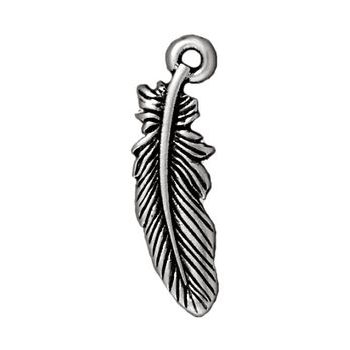 TierraCast pendant Small Feather antique silver