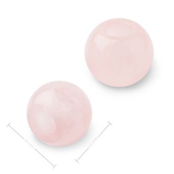 Mineral Rose Quartz bead with large hole for Macramé 14x11mm