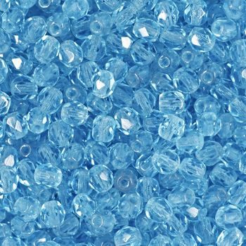 Glass fire polished beads 4mm Aquamarine