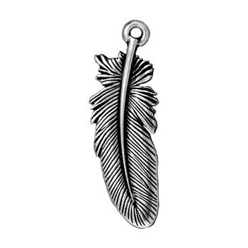 TierraCast pendant Large Feather antique silver