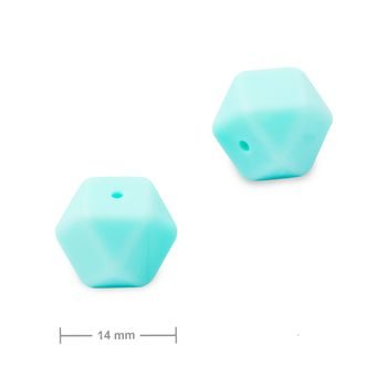 Silicone beads hexagon 14mm Caribbean Blue