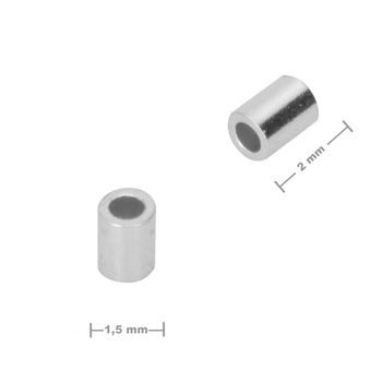 Stříbrný zamačkávací rokajl trubička 2 x 1,5 mm