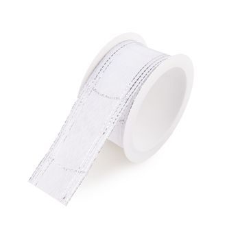 Taffeta gift ribbon white with silver fibres 40mm/2m